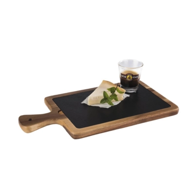 Servierbrett, 2-teilig, 26 x 18 cm, H: 2 cm Akazienholz, Naturschiefer_2