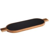 Servierbrett, 2-teilig, 40 x 15 cm, H: 2 cm Akazienholz, Naturschiefer