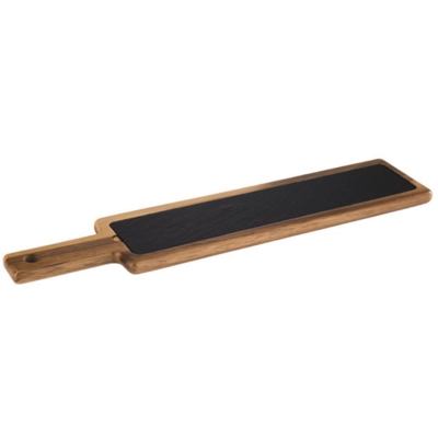 Servierbrett, 2-teilig, 43 x 12 cm, H: 2 cm Akazienholz, Naturschiefer_1