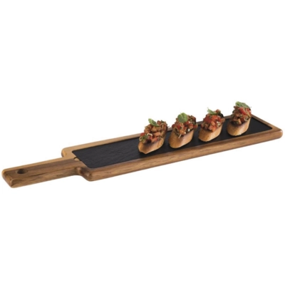 Servierbrett, 2-teilig, 43 x 12 cm, H: 2 cm Akazienholz, Naturschiefer_2