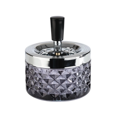 Drehaschenbecher Push, Ø 9.5cm, H: 11cm, dark grey Glas, glänzend     _1