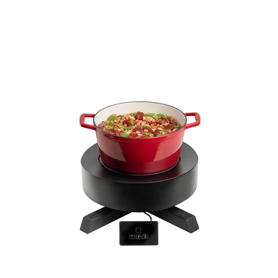 Induktionskochplatte, 900 W, H: 16 cm, Ø 24 cm,  inkl. Fernbedienung, Ständer Eschenholz und Metall_2