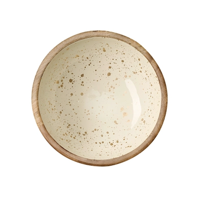 Holz Schale Mango, Ø 20 cm, H: 7.5 cm, 80 cl,  weiss, braun, gold_3