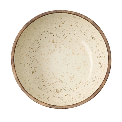 Holz Schale Mango, Ø 30 cm, H: 10.5 cm, 3 l,  weiss, braun, gold_3