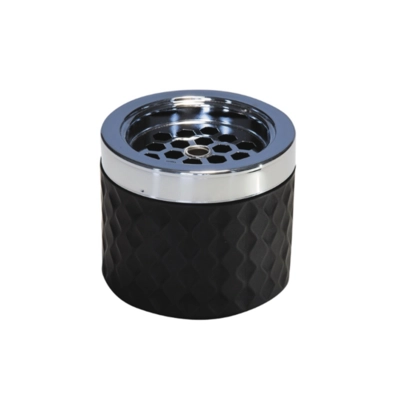 Cendrier-vent,  9.5 cm Ø, H: 8 cm, noir-mat, givré, verre_1