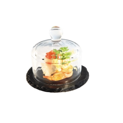 Mini-Teller Schiefer Morra mit Cloche Ø 10.5 cm, H: 8 cm_1
