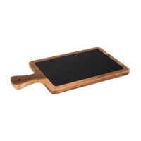 Planche à service, 2-pièces, 26 x 18 cm, H: 2 cm en bois d'acacia, en ardoise naturelle