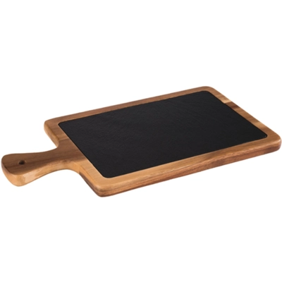 Servierbrett, 2-teilig, 33 x 20 cm, H: 2 cm Akazienholz, Naturschiefer_1