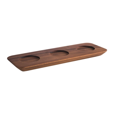 Planche à service Narrow 31 x 11 cm, 3 creux Ø 8cm en bois d'acacia_1