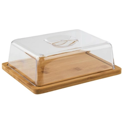 Plateau avec cloche, bambou, 24 x 18.5 cm,  H: 8.5 cm_1