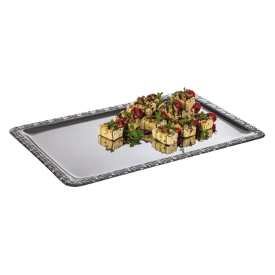 GN 1/1 Tablett Schöner Essen, 53 x 32.5 cm 18/0 Edelstahl, mit Dekorrand_2