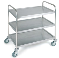 Chariot de service, 91 x 59 cm, H: 93 cm, 3 étages en inox, mat_1