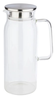 Saft Wasserkanne Glas mit Deckel Edelstahl, 1.5 l, Ø 10 cm, H: 26 cm_1