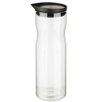 Carafe couvercle noir, Ø 8 cm, H: 25 cm, 1 litre,  en verre, couvercle siliconé_1