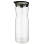 Carafe couvercle noir, Ø 8 cm, H: 25 cm, 1 litre,  en verre, couvercle siliconé