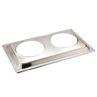 Couvercle du bain-marie, avec 2 découpes , GN 1/2, 53 x 32,5 x 6 cm, en inox 18/8