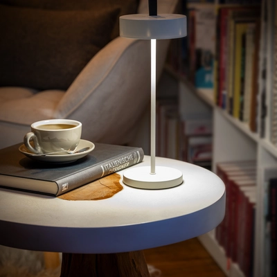 Lampe de table Cleo, Ø 12 cm, H: 30.5 cm, blanc _3