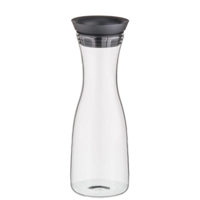 Carafe couvercle noir, Ø 9.5 cm, H: 29 cm, 1 litre  en verre, couvercle siliconé_1