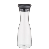 Carafe couvercle noir, Ø 9.5 cm, H: 29 cm, 1 litre  en verre, couvercle siliconé