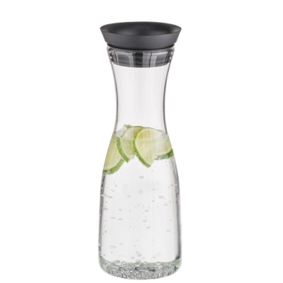 Carafe couvercle noir, Ø 9.5 cm, H: 29 cm, 1 litre  en verre, couvercle siliconé_2