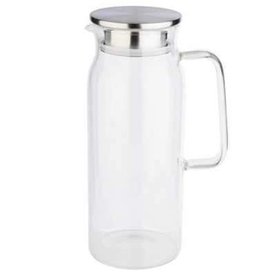 Pichet à jus de fruit / eau,couvercle inox, 1.5 l, Ø 10 cm, H: 26 cm, en verre_1