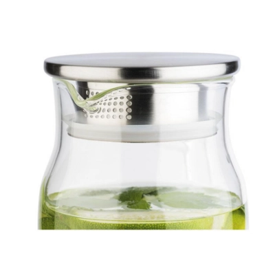 Pichet à jus de fruit / eau,couvercle inox, 1.5 l, Ø 10 cm, H: 26 cm, en verre_2