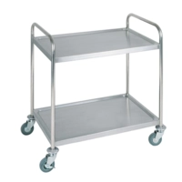 Servier/Transportwagen, 91 x 59 cm, H: 93 cm Edelstahl mattiert, 2 Borde Edelstahl mattiert, 2 Borde