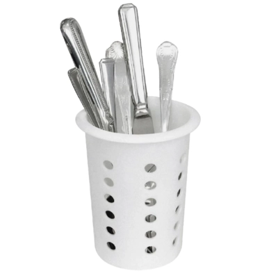 Besteckköcher, Ø 9.7 cm, H: 13.7 cm, weiss Polyethylen_2