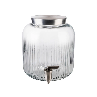 Getränkespender, Ø 20 cm, H: 23 cm, 5 Liter,  Glas, Edelstahl_1