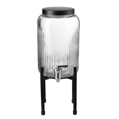 Distributeur de boissons, Ø 16 cm, H: 40 cm,  3.8 litres, support en métal, noir_1