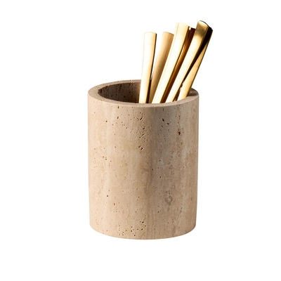 Récipient à couverts Travertine, Ø 11 cm,  H: 13.5 cm, beige_2