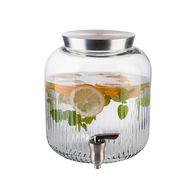 Getränkespender, Ø 20 cm, H: 23 cm, 5 Liter,  Glas, Edelstahl_2