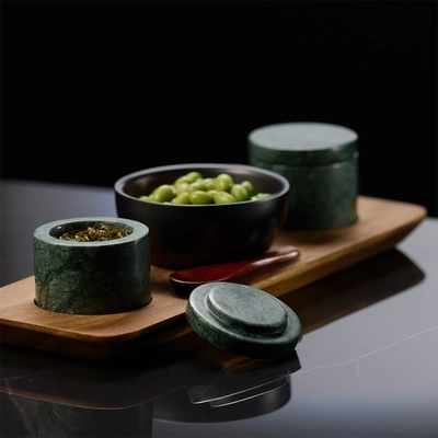Pot Minera, lot de 2, Ø 6 cm, H: 5 cm, 4 cl,  marbre, vert_3