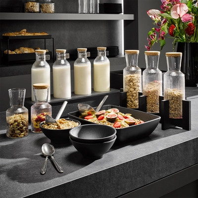 Lines Glaskaraffe, Kork Deckel, H: 27 cm, 1 l _3