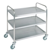 Servier/Transportwagen, 91 x 59 cm, H: 93 cm Edelstahl mattiert, 3 Borde