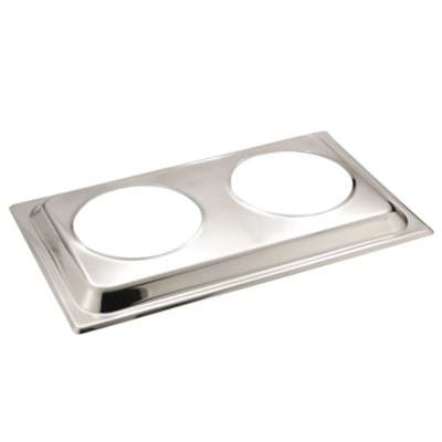 GN 1/2 Couvercle du bain-marie, avec 2 découpes, 53 x 32,5 x 6 cm, en inox 18/8_1