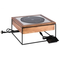 GN 2/3 Induktionsstation 4-teilig Walnuss, 900 Watt, 35.4 x 32.5 cm, H: 19 cm, Platte Ø 24 cm