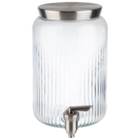 Getränkespender, Ø 16 cm, H: 25 cm, 3.8 Liter,  Glas, Edelstahl