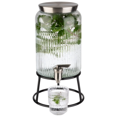Getränkespender, Ø 16 cm, H: 25 cm, 3.8 Liter,  Glas, Edelstahl_3