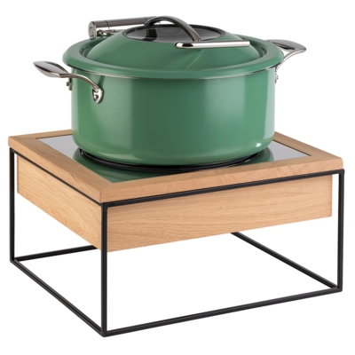 GN 2/3 Induktionsstation 4-teilig Eiche, 900 Watt, 35.4 x 32.5 cm, H: 19 cm, Platte Ø 24 cm_2