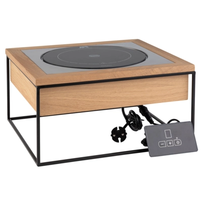 GN 2/3 Induktionsstation 4-teilig Eiche, 900 Watt, 35.4 x 32.5 cm, H: 19 cm, Platte Ø 24 cm_1