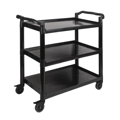 Chariot de service 3 plateaux 108 x 50cm, H: 96cm, roues pivotantes avec freins, noir_1