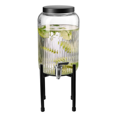 Distributeur de boissons, Ø 16 cm, H: 40 cm,  3.8 litres, support en métal, noir_2