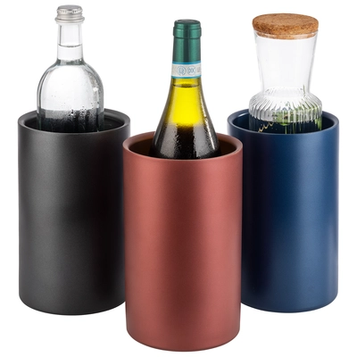 Flaschenkühler, aussen Ø 12 cm, H: 20 cm Edelstahl eloxiert, Farbe: Rot_3