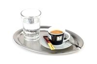 Serviertablett Kaffeehaus, 29 x 22 cm, H:1cm, oval Edelstahl, mattiert_1