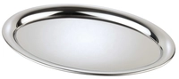 Serviertablett Kaffeehaus, 26. x19 cm, H:1cm, oval Edelstahl, hochglanzpoliert_1