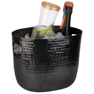 seau à vin ou champagne, 25.5 x 19 cm, H: 20 cm   en aluminium noir   _2