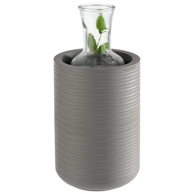 Element Rafraîchisseur de bouteille, gris Ø 13 cm, H: 19.5 cm, béton rainuré_3