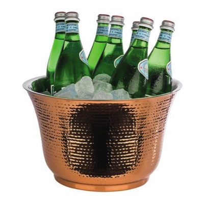 Flaschenkühler, CNS, Kupfer Ø 33 cm, H: 20 cm, 8 L gehämmert, doppelwandig_2