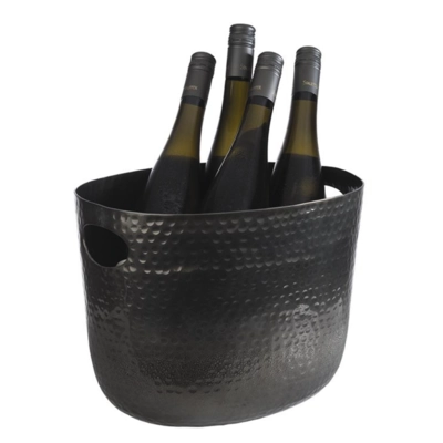 Wein-und Sektkühler , 30 x 23 cm H: 23 cm, 7 L, Aluminium schwarz gehämmert       _2